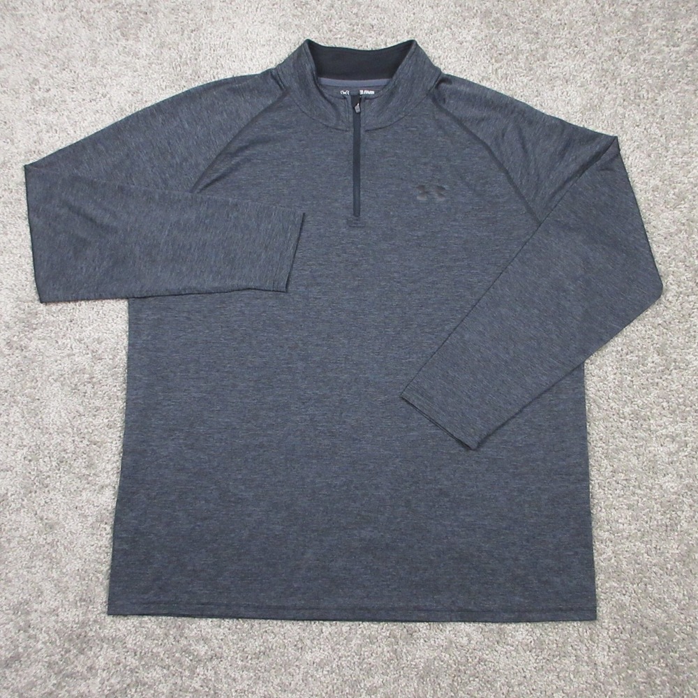 Under Armour Sweater Mens Extra Large Gray 1/4 Zip Pullover Golf Heat Gear